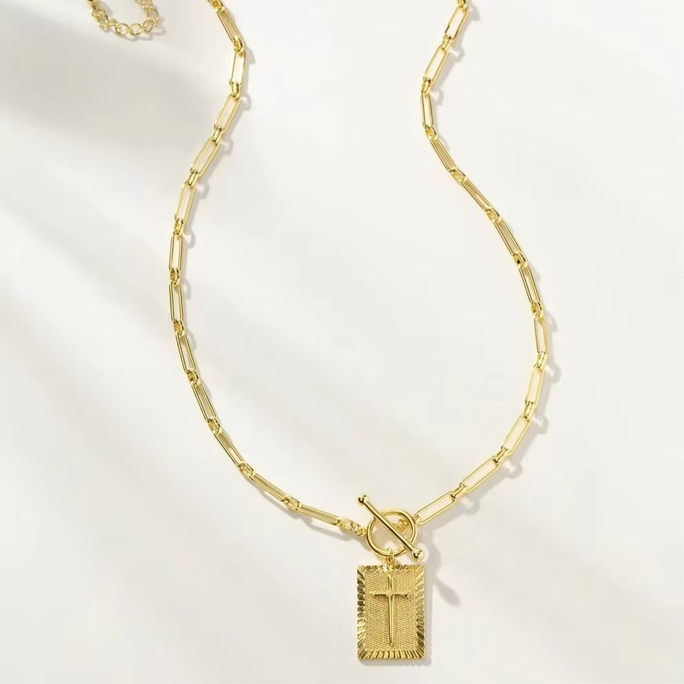 Cross Medallion Paperclip Chain