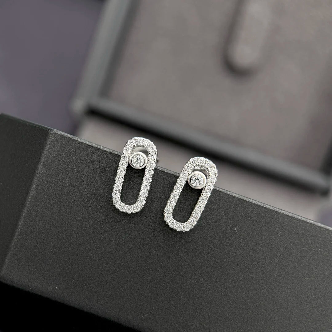 925 sterling silver gold-plated classic single diamond earrings for women. Wedding earrings.