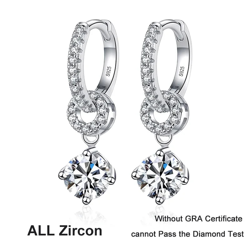 NeeTim Drop Earrings – Moissanite – White Gold – Elegant Gift