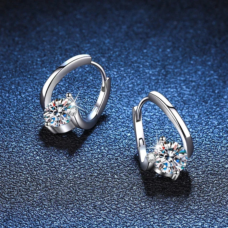 NeeTim 1 Carat Moissanite Earrings For Women 925 Sterling Silver Ear Stud Hoops Diamond Engagement Wedding Fine Jewelry Gift