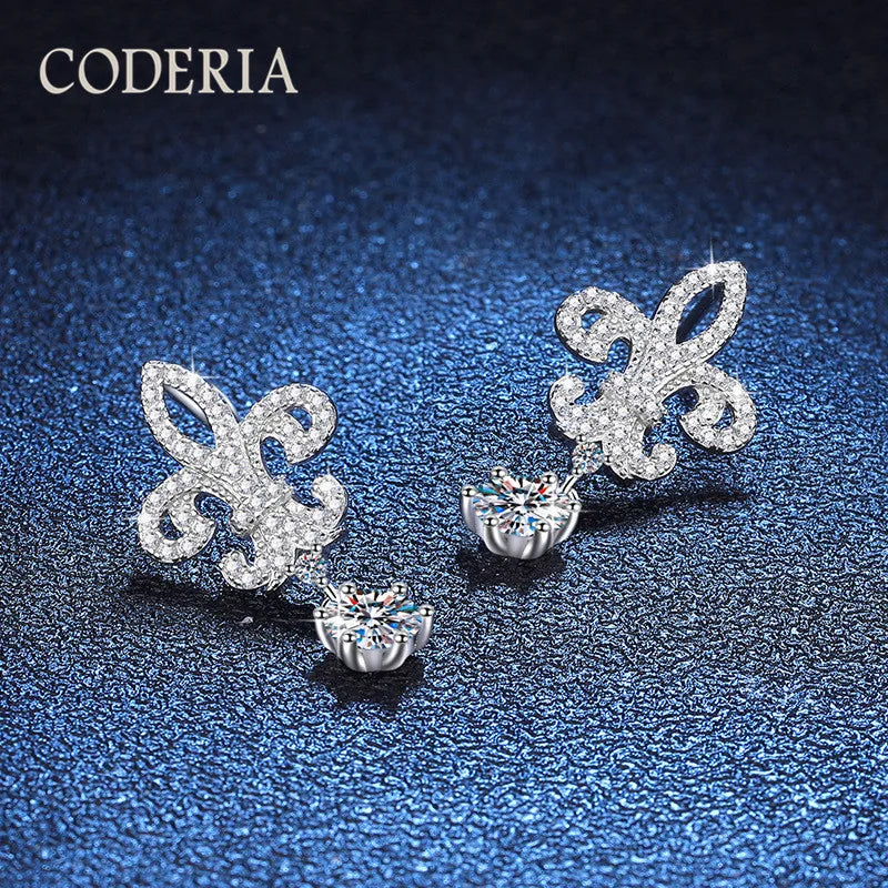 Crown Moissanite Drop Earrings β 1CT D β GRA β White Gold