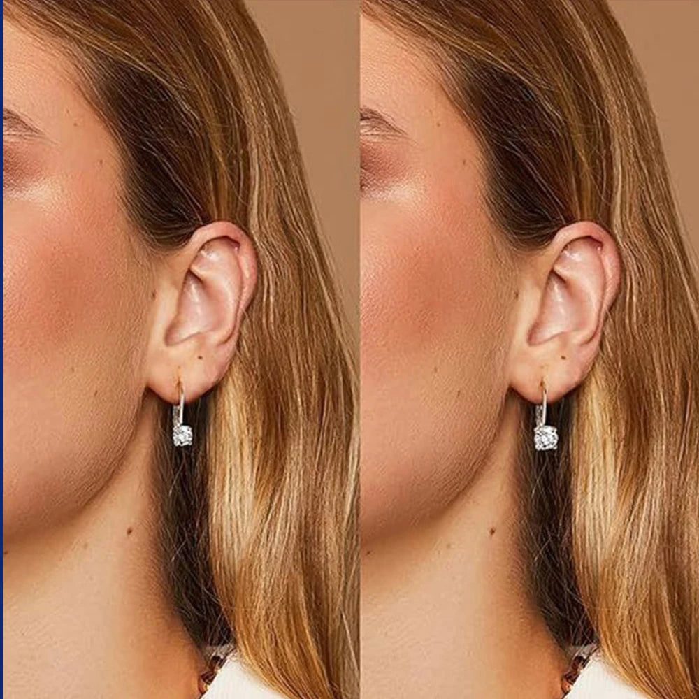 Sweetrain 1CT Moissanite Earrings for Women 6.5mm D Color Brilliant Round Cut Lab Created Diamond Earring Pure 925 Silver Hoops
