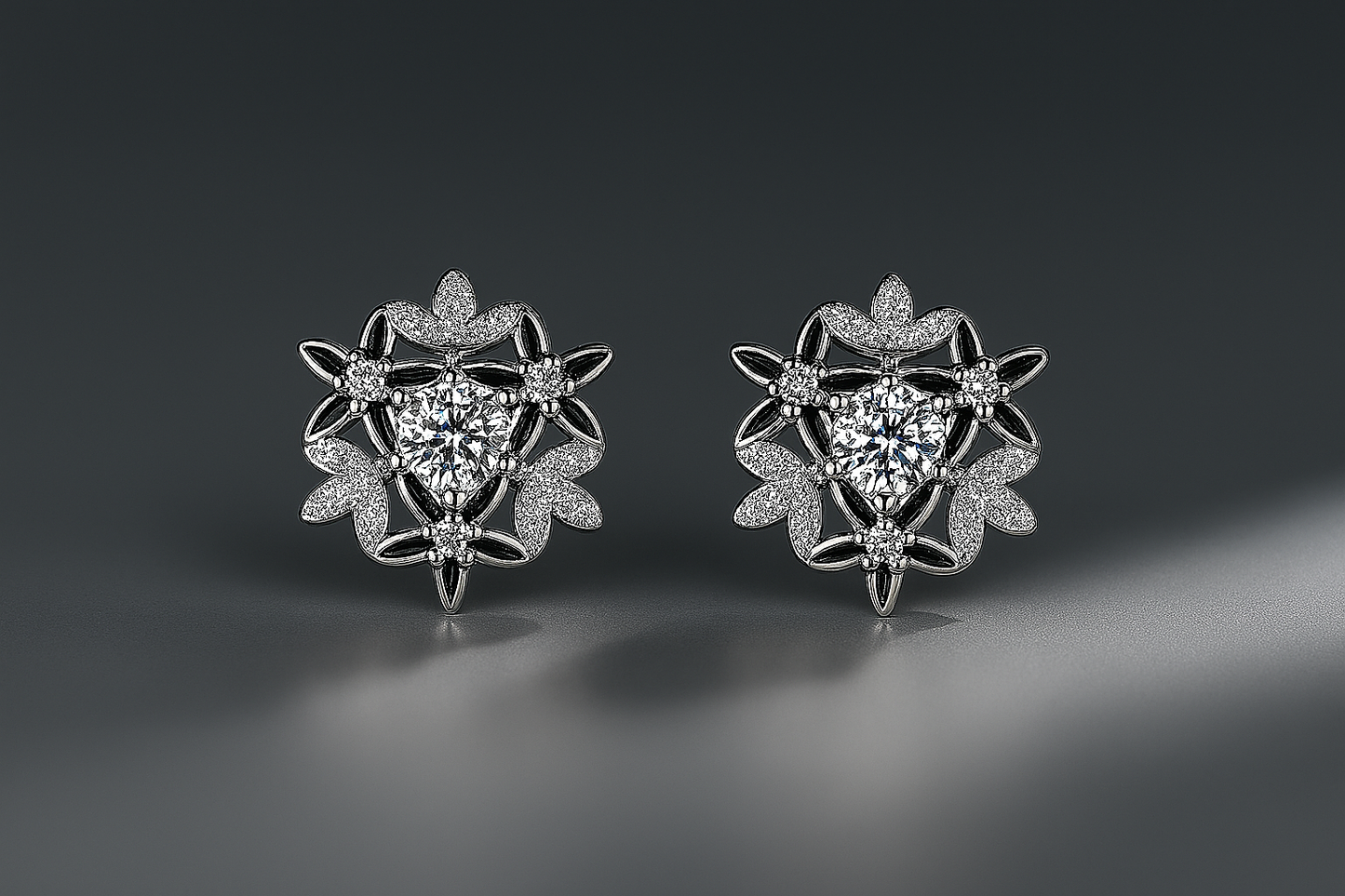 Classic Moissanite Stud Earrings – Snowflake – White Gold