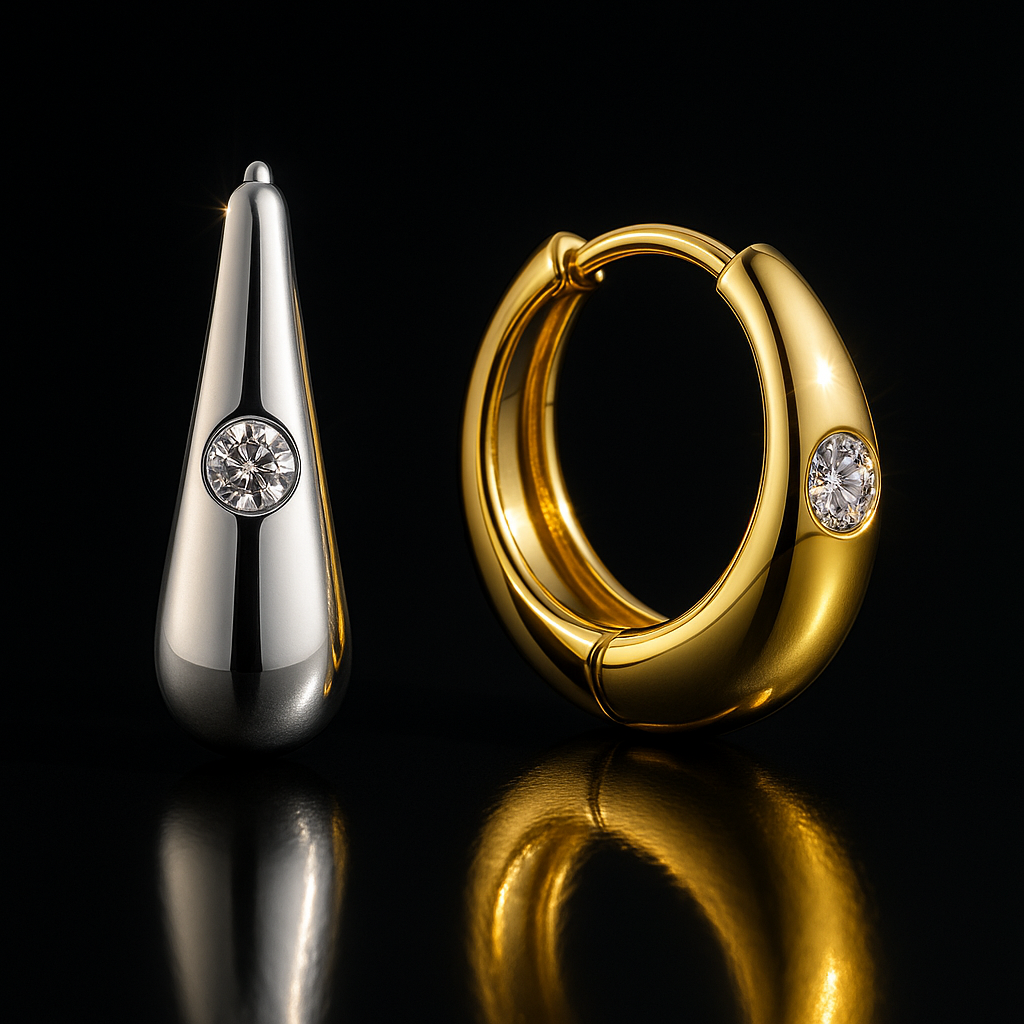 White Gold Moissanite Circle Earrings – Elegant Party Gift for Women