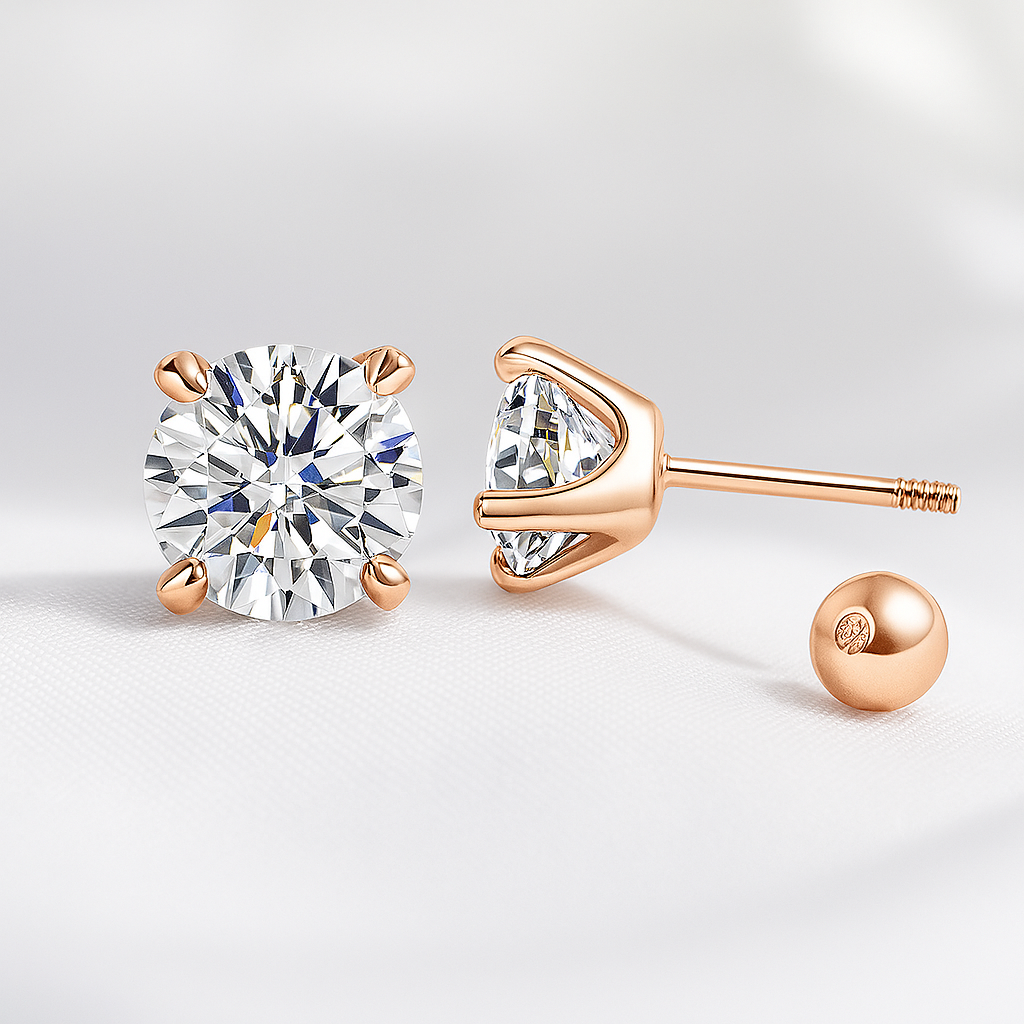 Smyoue GRA Moissanite Studs – 0.5/1/2CT – D Color – White Gold Elegance