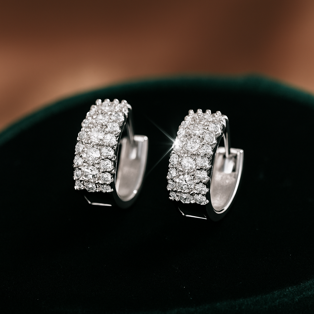 BXINY Moissanite Hoop Earrings – White Gold – GRA Certified