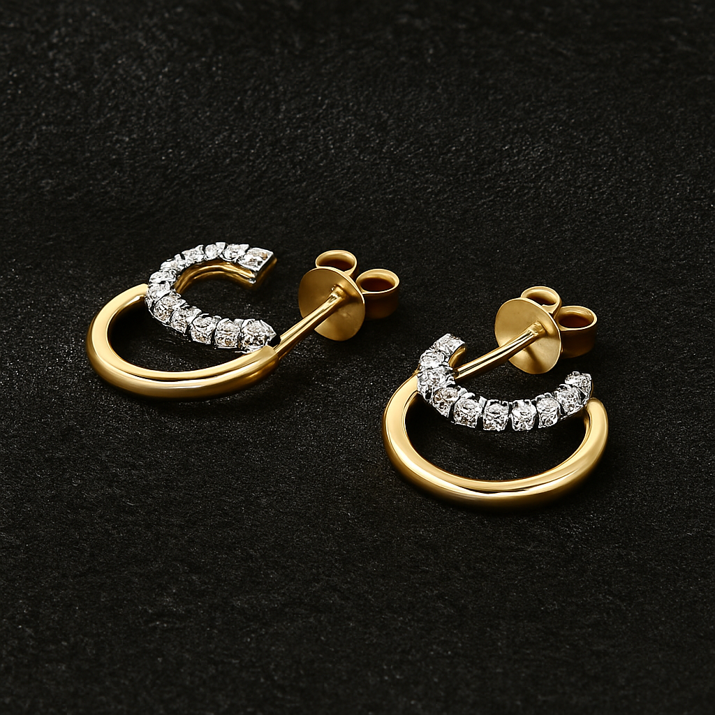 Royale Circle – 14K Gold Moissanite Earrings