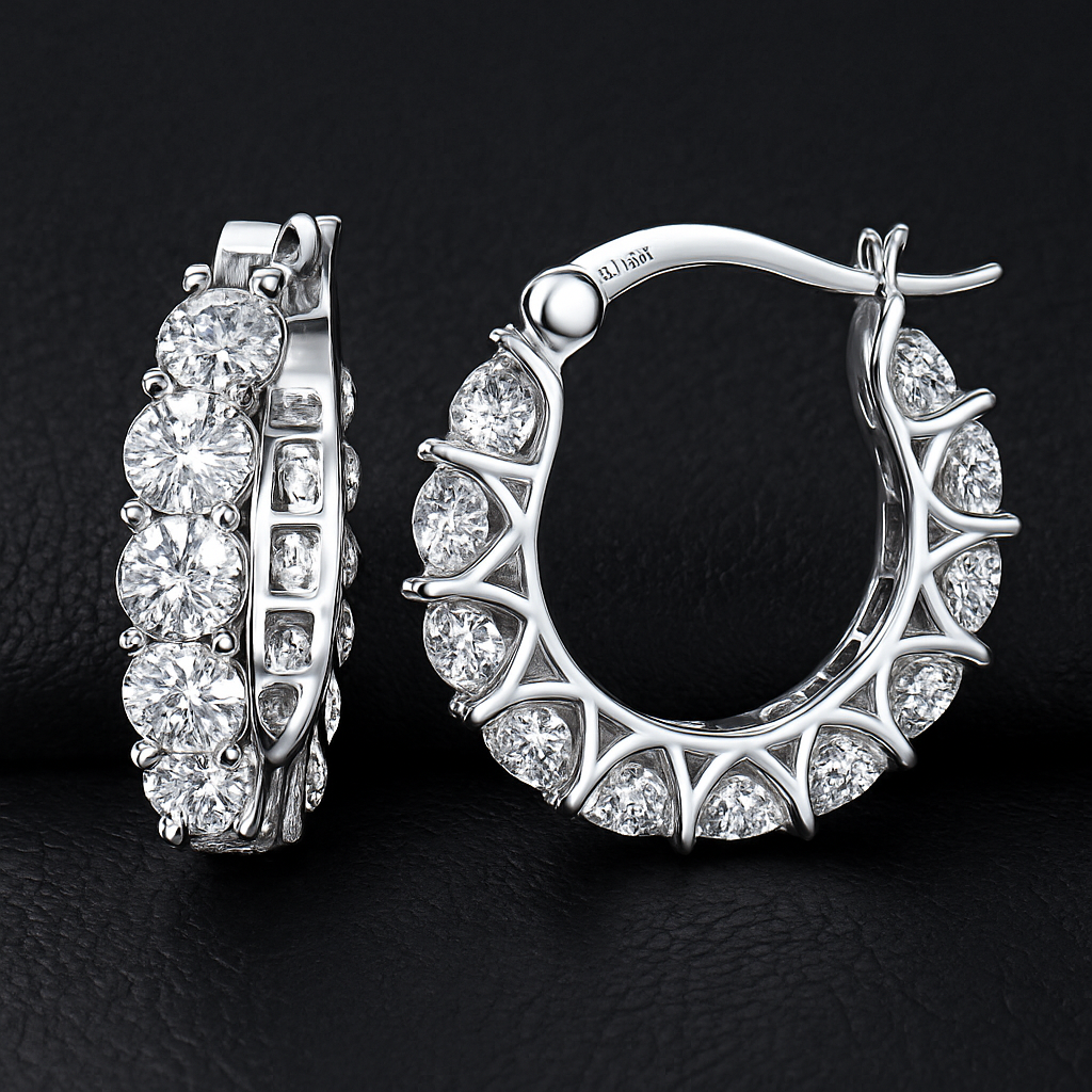Moissanite Full Hoop Earrings β IOGOU β 2023 Trend β White Gold