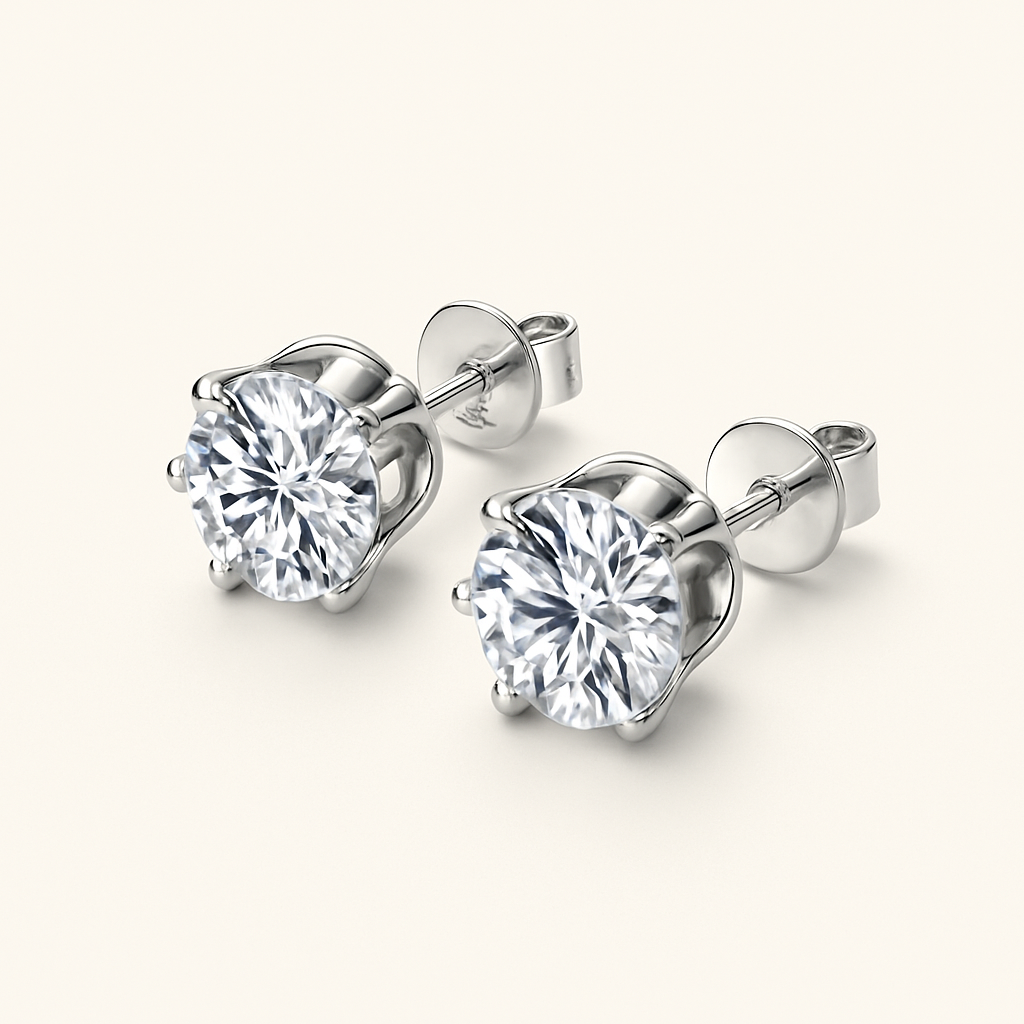 Elegant Moissanite Stud Earrings β D Color β 0.1β3CT β White Gold Luxury