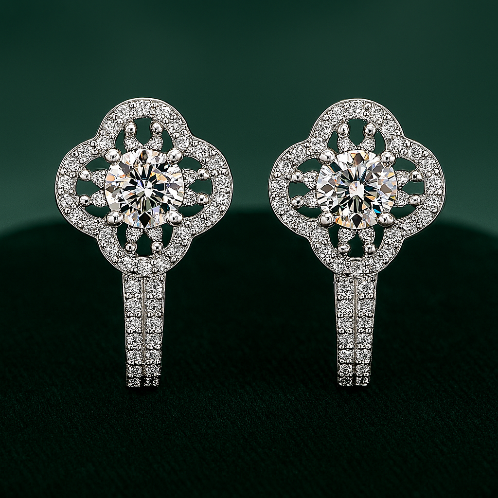 Moissanite Stud Earrings – 0.5CT D/VVS1 – GRA – White Gold