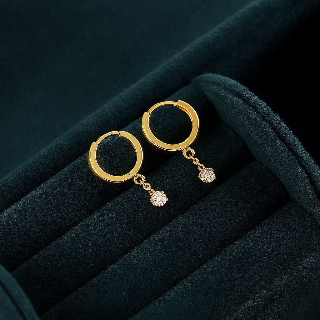 OXTAO Minimalist CZ Studs β White Gold β Elegant & Cute