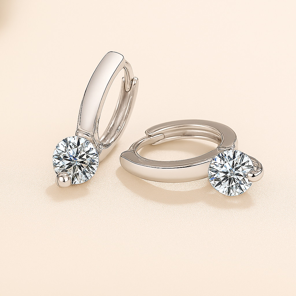 Solitaire Moissanite Hoops – 1 Carat – 14K Gold Plated – Trendy 2023