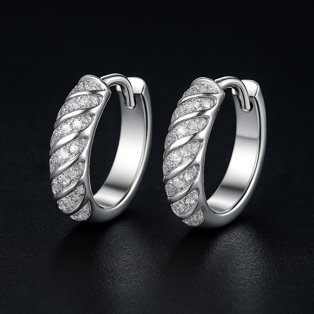 PERFANY Moissanite Hoop Earrings – White Gold – Wedding Party Jewelry