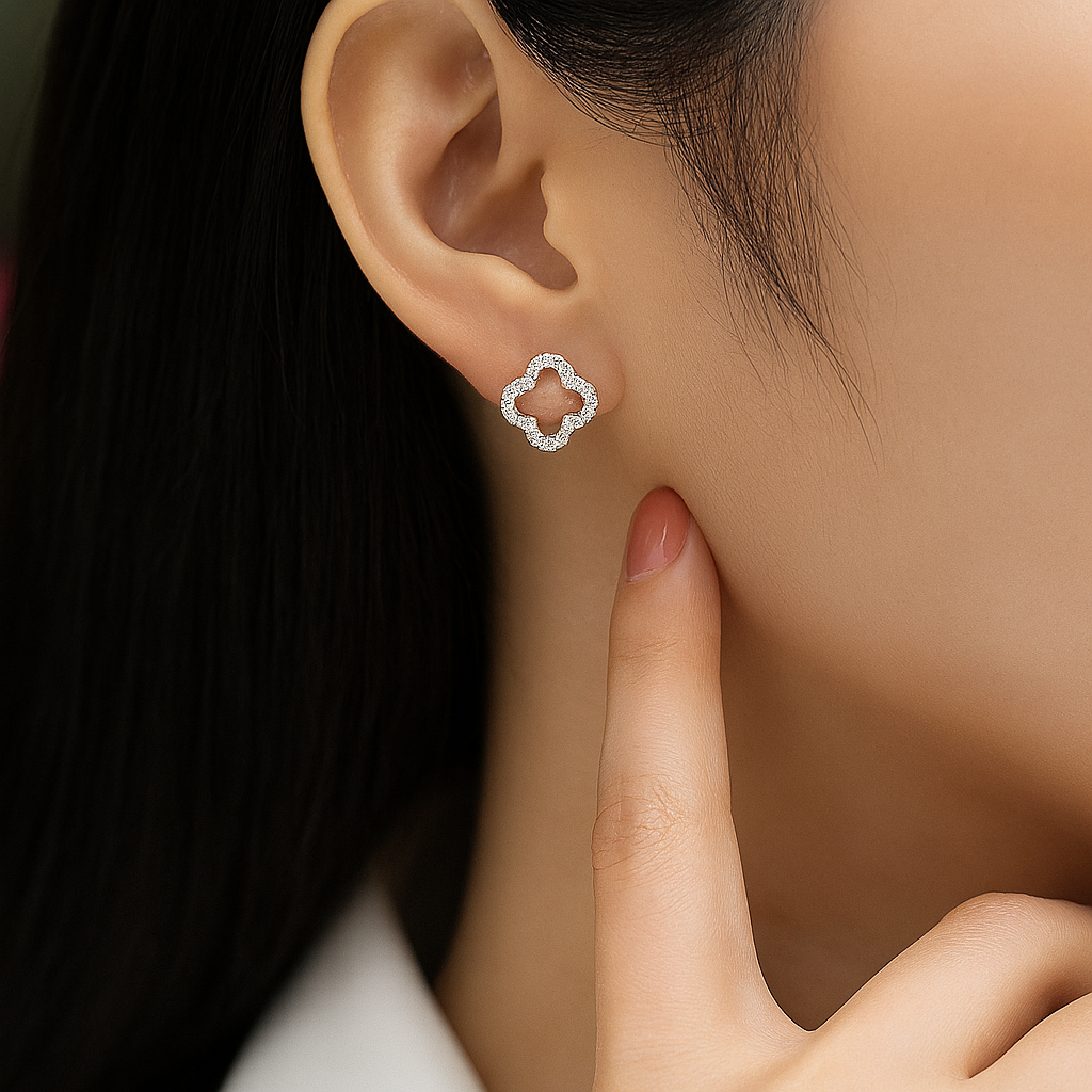 Moissanite Stud Earrings – 0.07CT D/VVS1 – GRA – White Gold