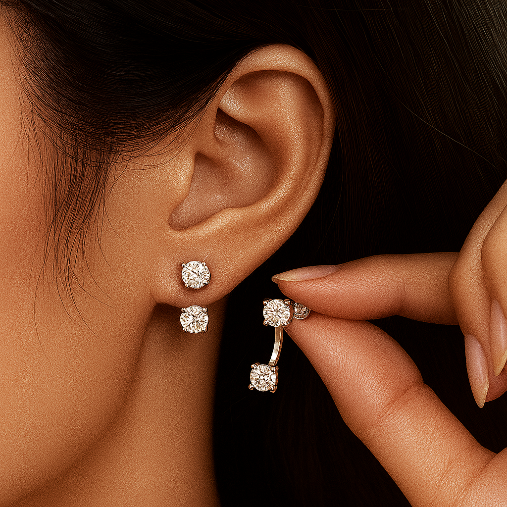 OXTAO Sparkling Moissanite Hoops – White Gold – Fine Jewelry