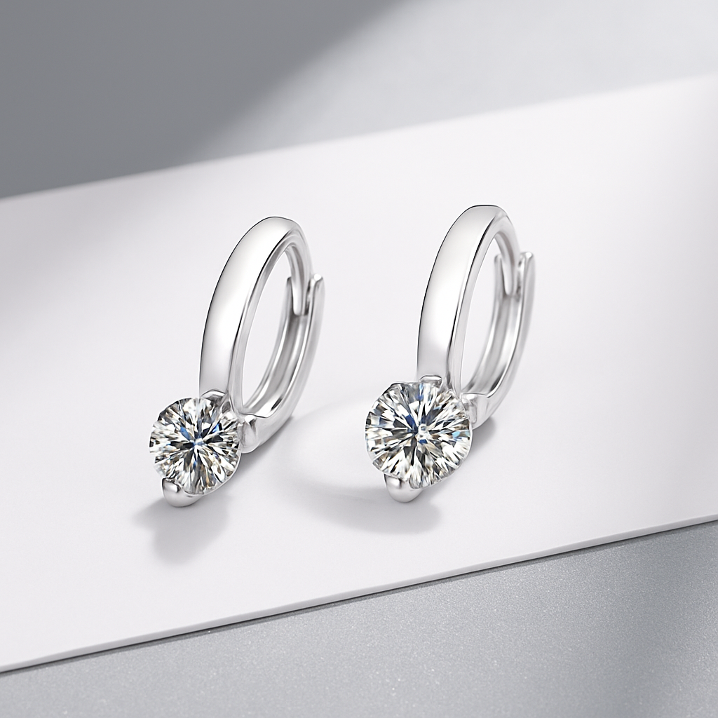 Solitaire Moissanite Hoops – 1 Carat – 14K Gold Plated – Trendy 2023