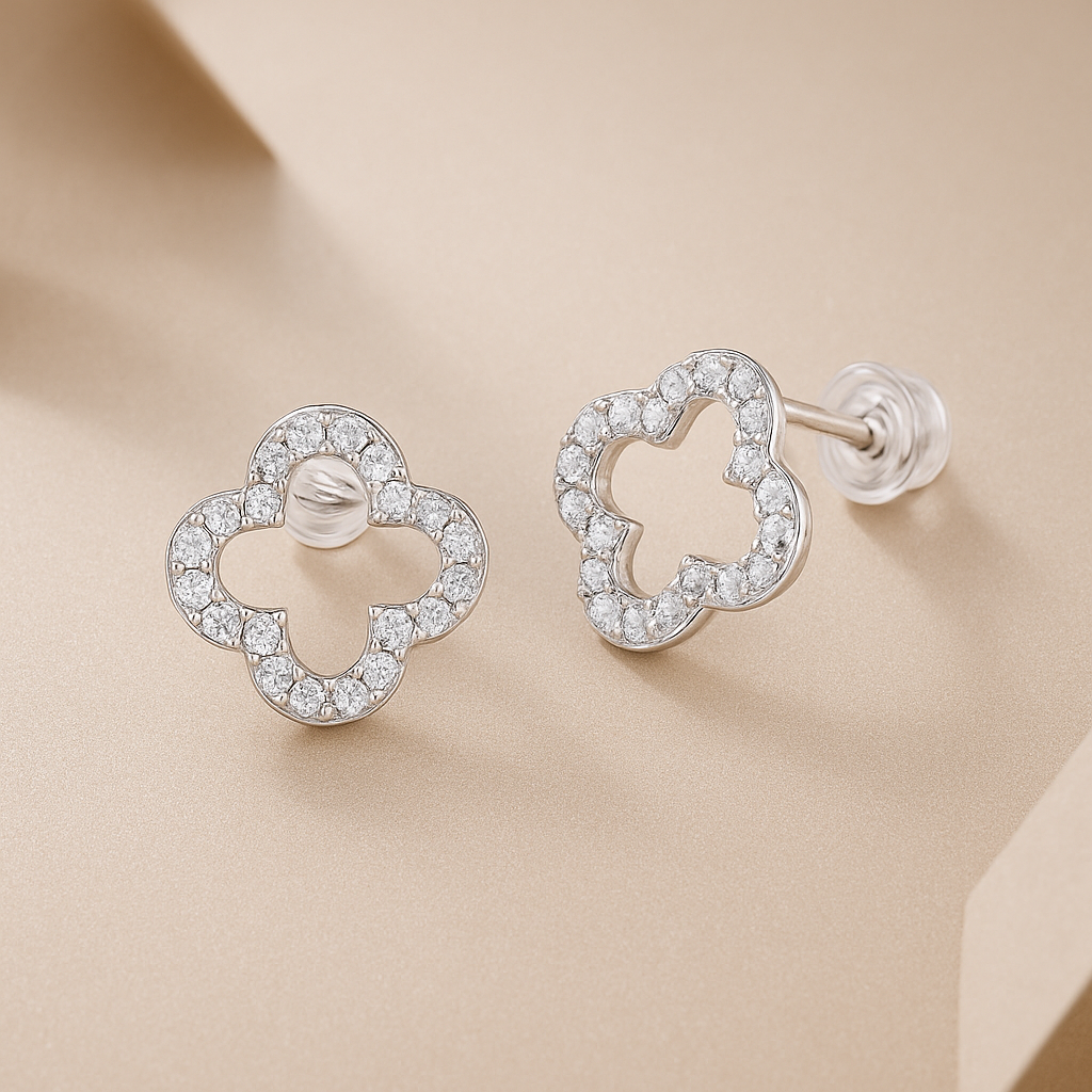 Moissanite Stud Earrings – 0.07CT D/VVS1 – GRA – White Gold