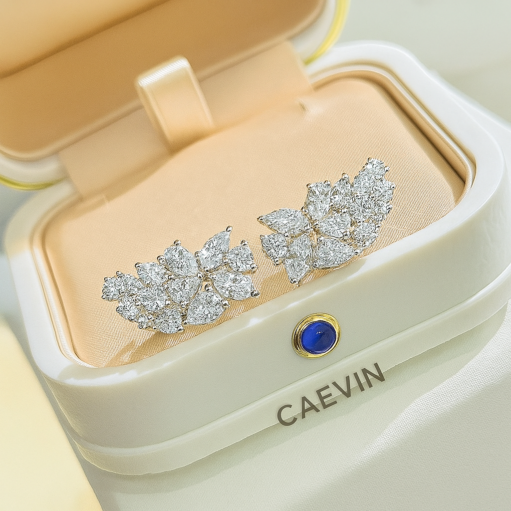 Snowflake Stud Earrings – White Gold – Luxury Bridal Design
