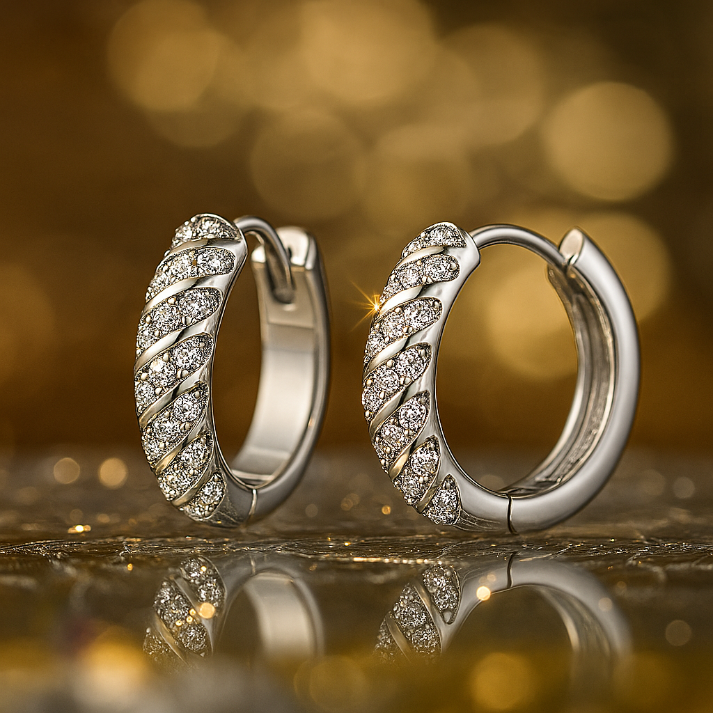 PERFANY Moissanite Hoop Earrings – White Gold – Wedding Party Jewelry