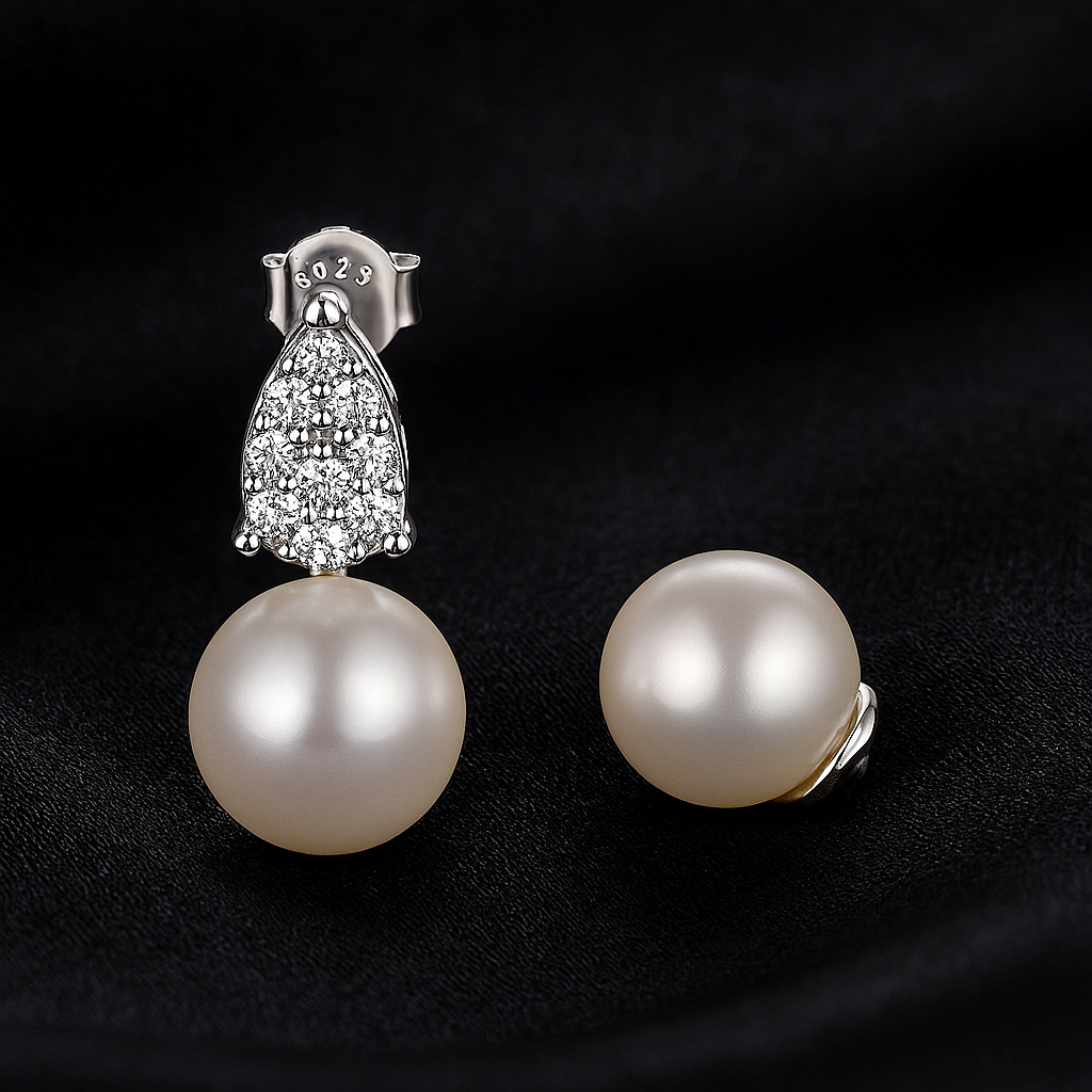 WOSTU Pearl Moissanite Drops β White Gold