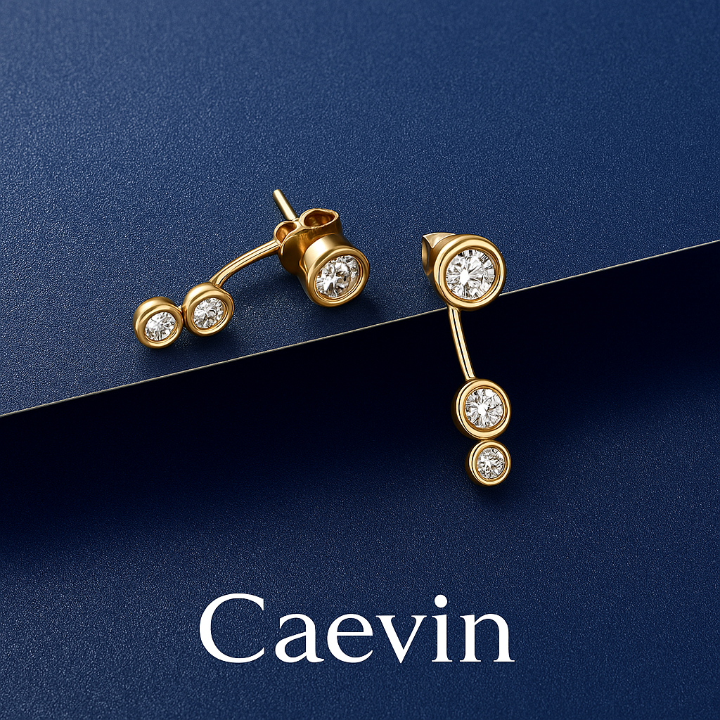 Moissanite Ear Jacket Studs β 5/4/3.5mm β White Gold β 2024 Design