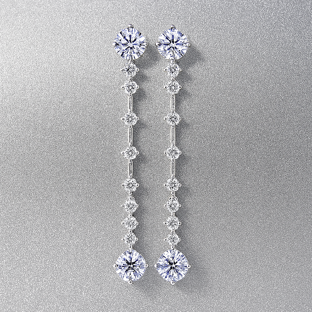 Full Moissanite Tassel Drops – 6CT – Platinum Plated – Luxury Gift