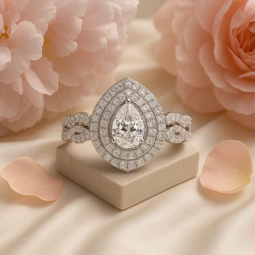 Infinity Teardrop Ring β Premium White Gold, AAAAA CZ