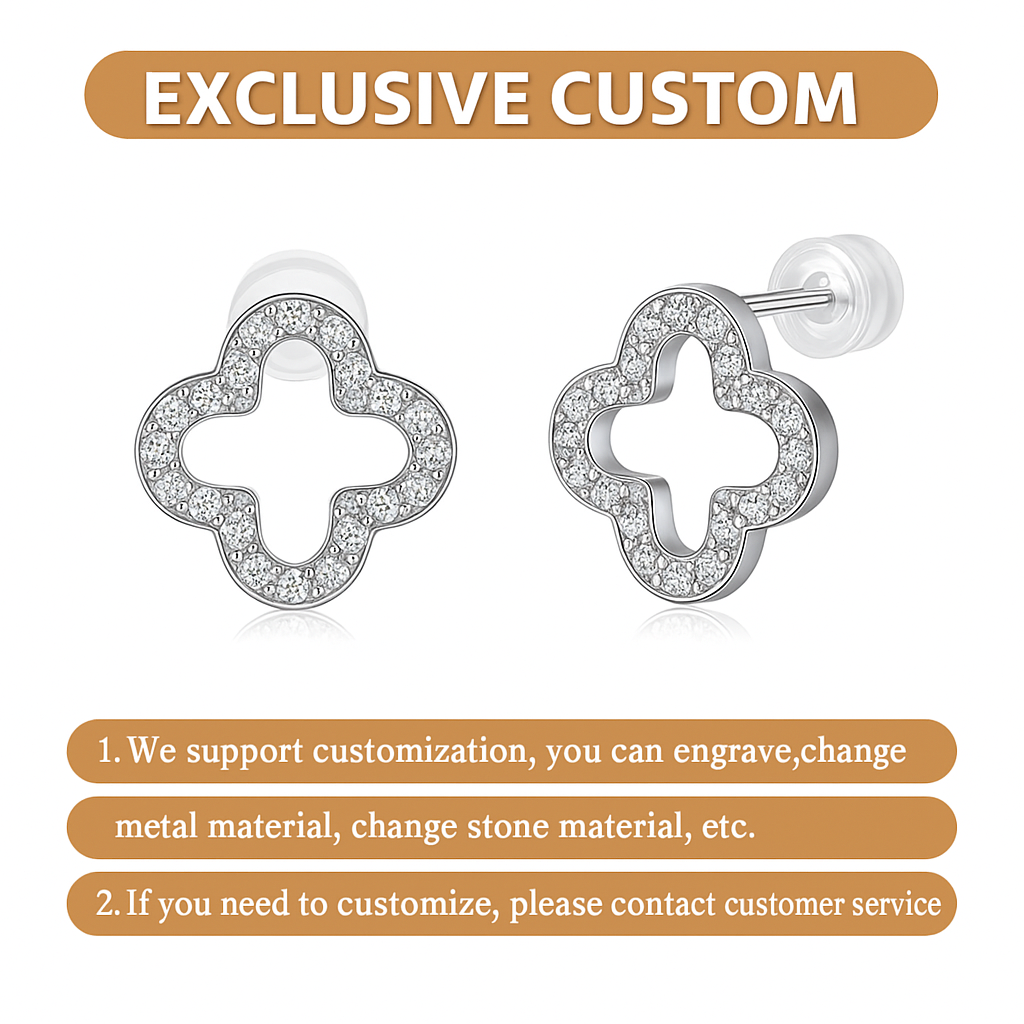 Moissanite Lucky Studs – 18K White Gold – Elegant Bridal Gift