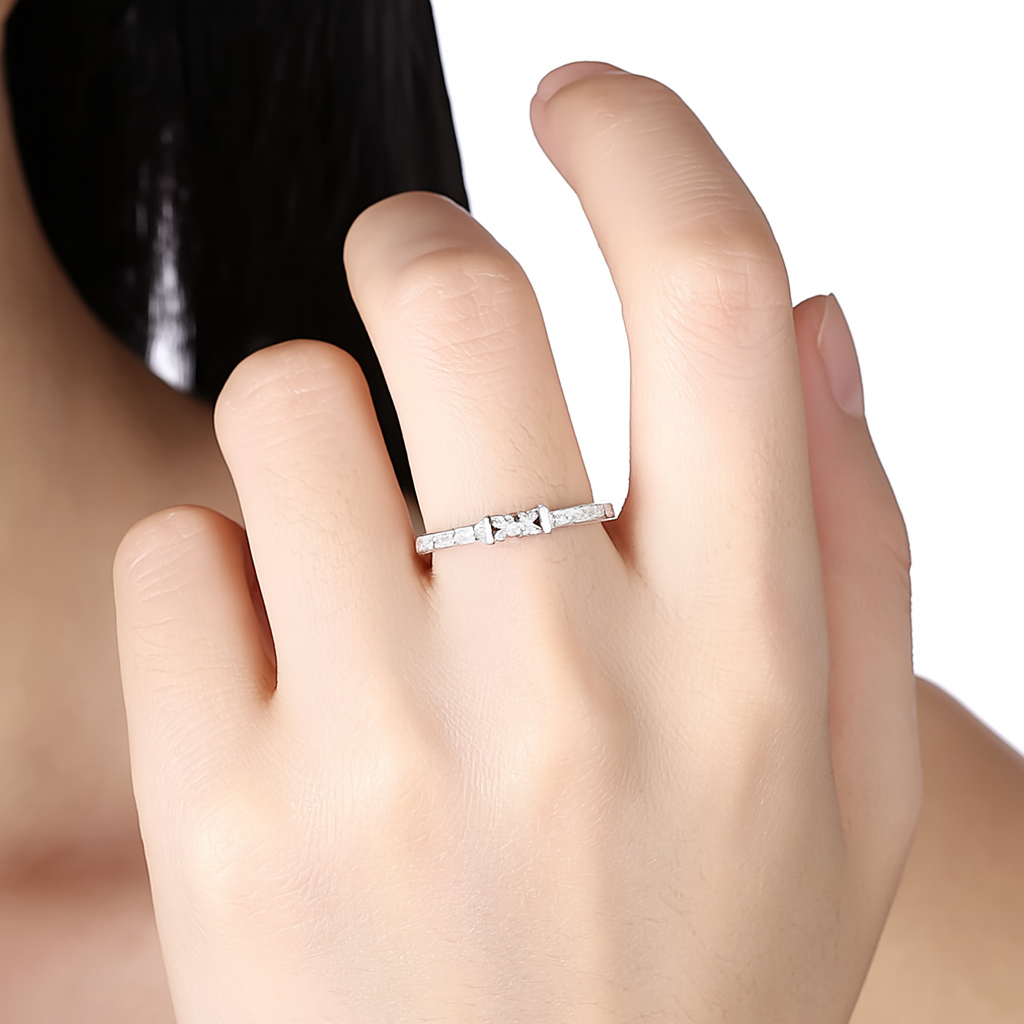 Grace Bow Diamond Ring | 925 Sterling Silver Luxury for Her
