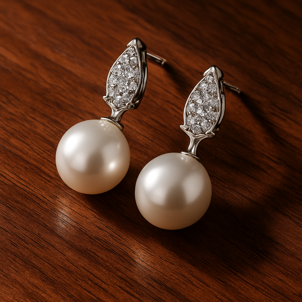 WOSTU Pearl Moissanite Drops β White Gold