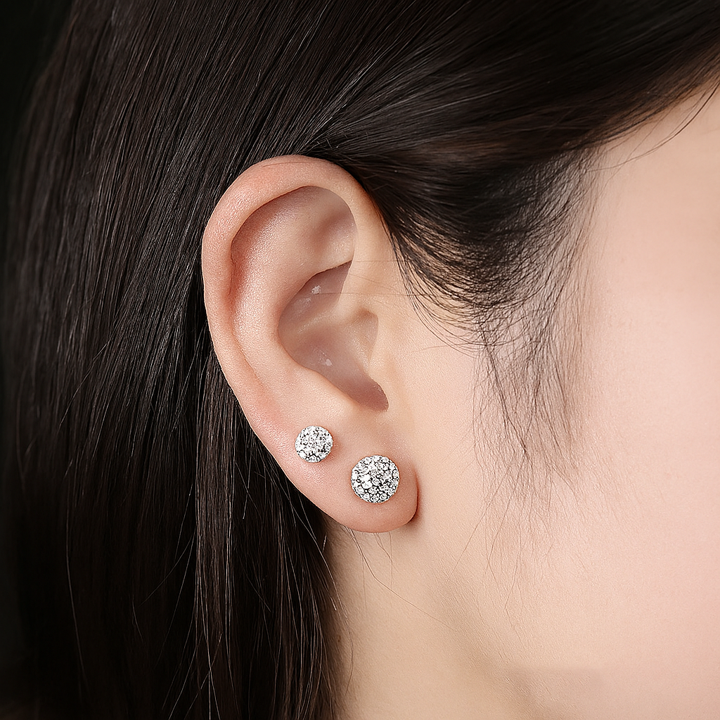 Smyoue Moissanite Studs – 0.3/0.5CT – Ideal Cut – 18K White Gold