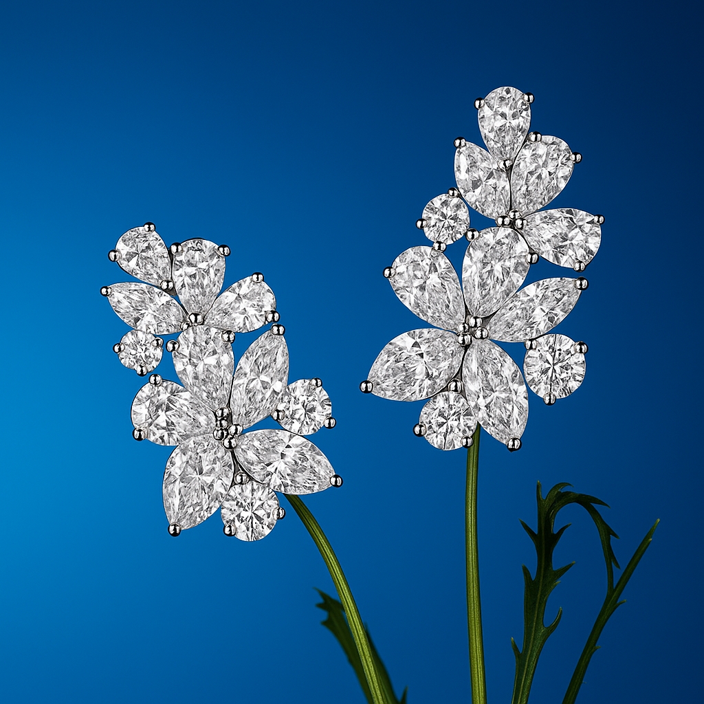 Snowflake Stud Earrings – White Gold – Luxury Bridal Design