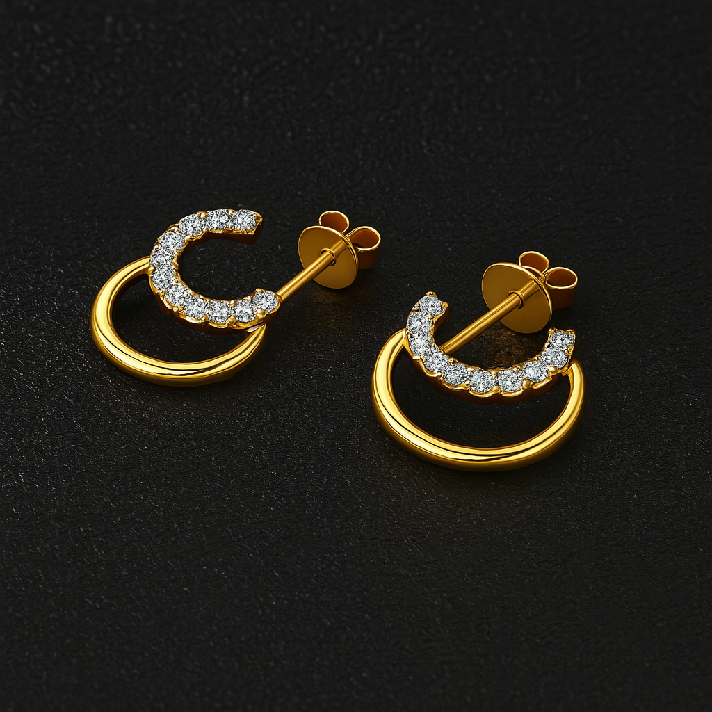 Royale Circle – 14K Gold Moissanite Earrings