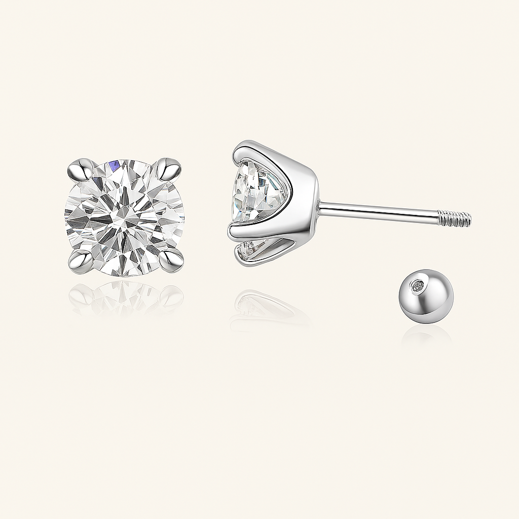 Smyoue GRA Moissanite Studs – 0.5/1/2CT – D Color – White Gold Elegance