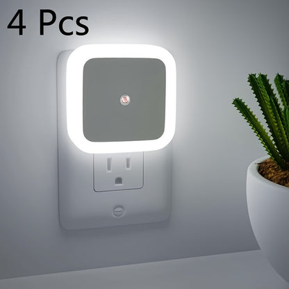4pcs Night Lights, Smart Night Light Plug into Wall, LED Night Light Lamp with Smart Sensor, Nightlight Auto-On/Off for Bedroom, Kitchen, Stairs, Hallway, Cute Night Light, Bedroom Lamp, Bed Side Lamp, Light For Bedroom, Bedr