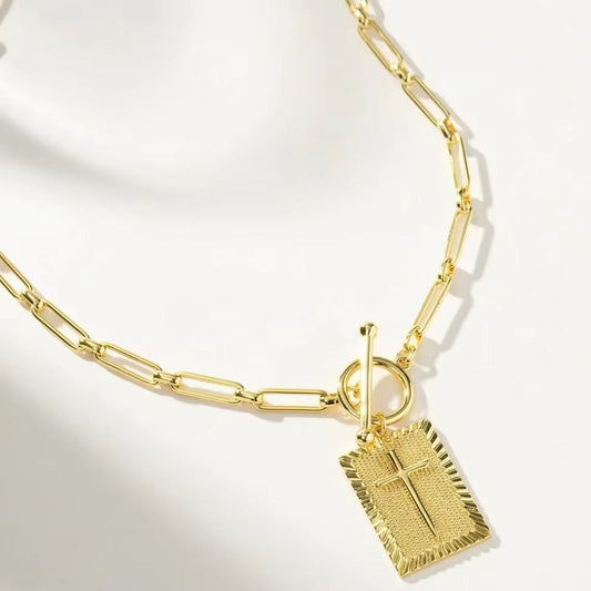 Cross Medallion Paperclip Chain
