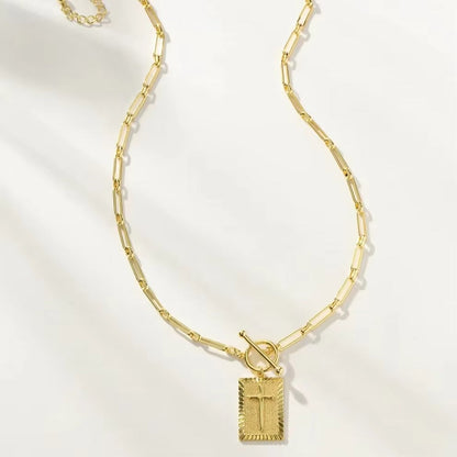 Cross Medallion Paperclip Chain