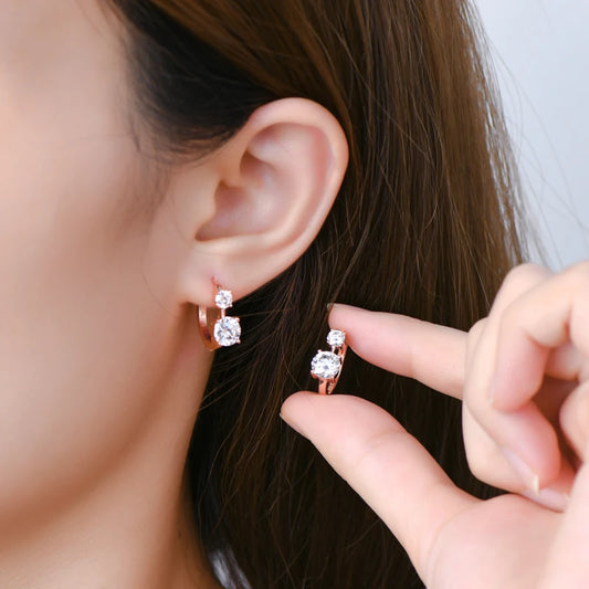IOGOU Moissanite Hoop Earrings – 4/6.5mm – D Color – White Gold