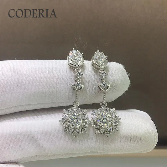 Moissanite Compass Earrings – 1CT D/VVS – GRA – White Gold
