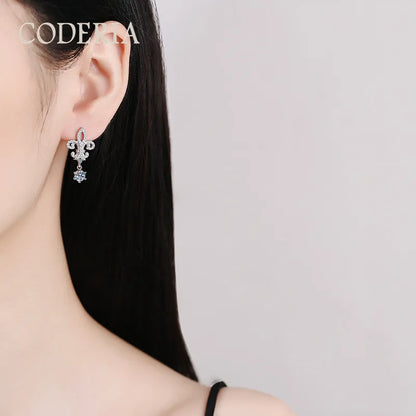 Crown Moissanite Drop Earrings – 1CT D – GRA – White Gold
