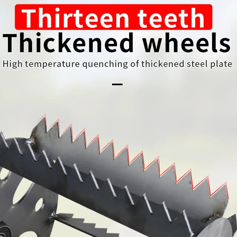 Hand Push Hoe Wheeled Weeding Manganese Steel Weed Machine Saw Tooth Agricultural Loosening Weeder No Handle