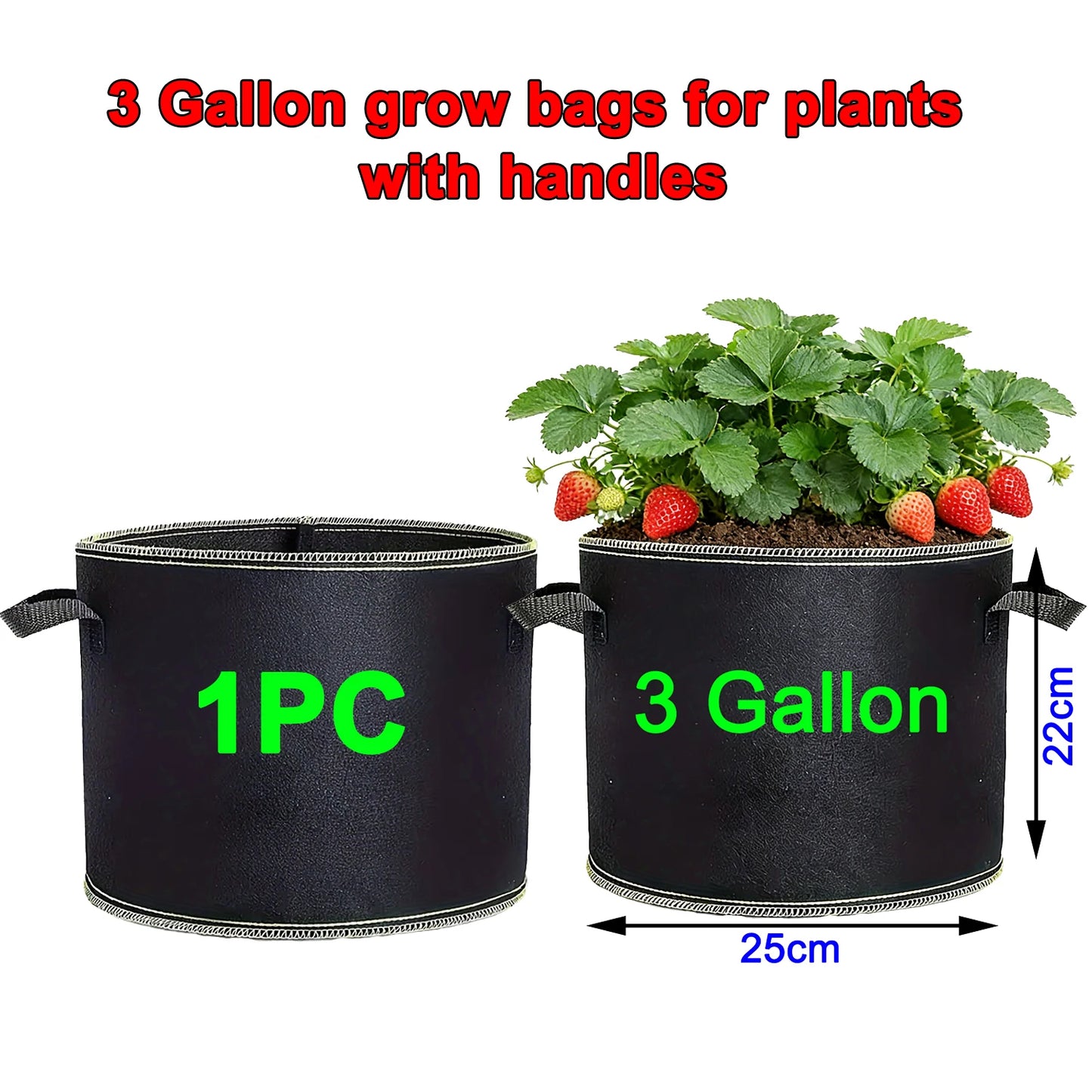 68 Pcs 3 Gallon Strawberry Grow Bags for Plants with Handles Garden Accessories Vegetable Plant Bags for Growing Flower Pot