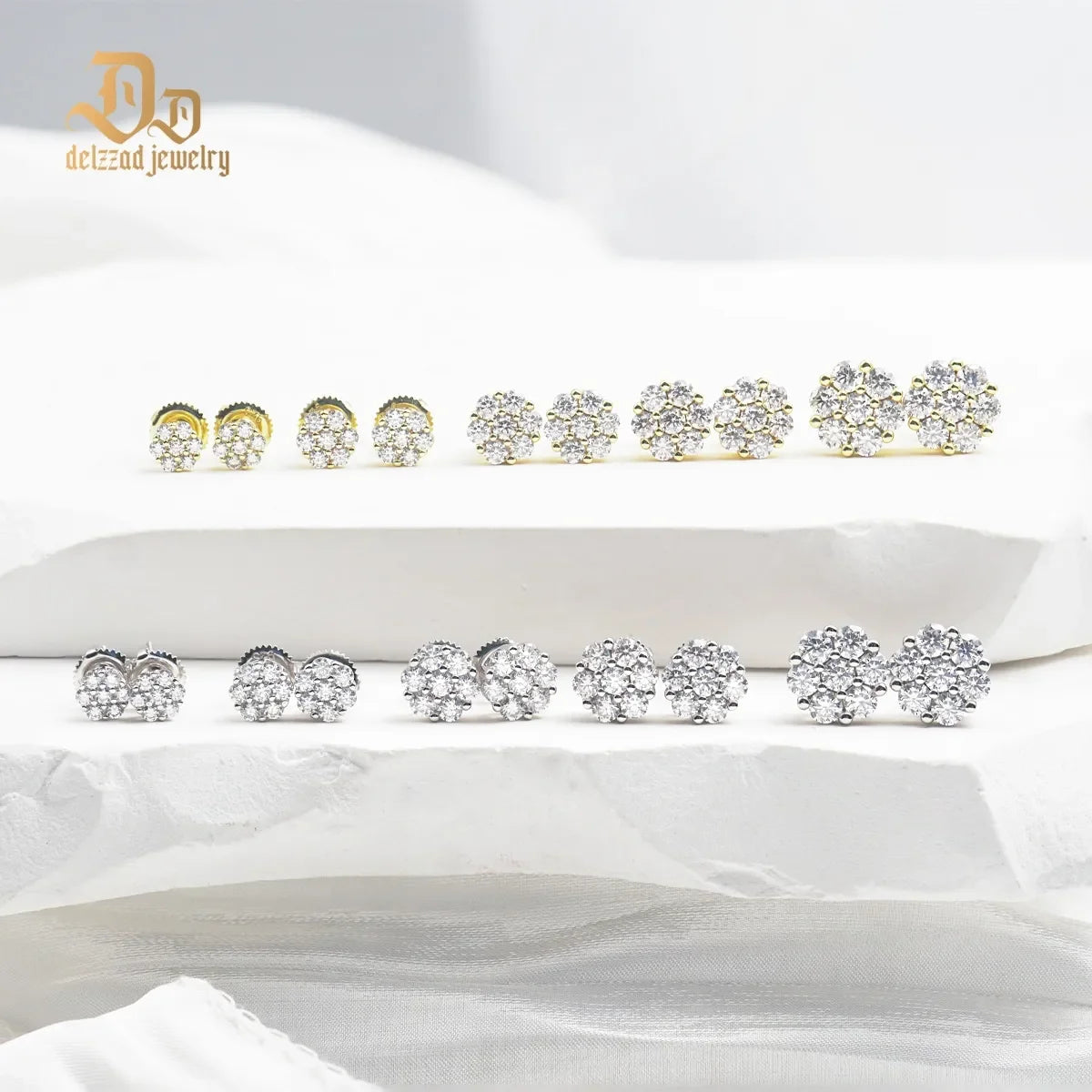 Delzzad 0.1-1ct D Color Moissanite – White Gold – Sparkling Gift for Her