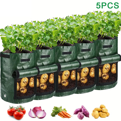 SPONDWILD 17 Pcs Thickened Potato Planting Bag 10 Gallon Garden PE Fabric Gardening Pot Vegetable Flowerpot Outdoor Planting Bag