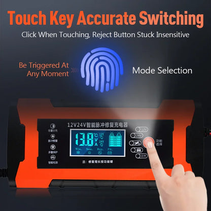 Automatic 10A Car Battery Charger – Intelligent 12V/24V Fast Charging & Repair Mode