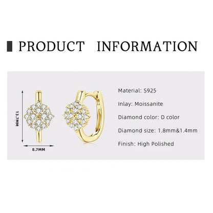 IOGOU Inlaid Round Moissanite Diamond Hoop Earrings Real Silver 925 Delicate Minimalist Fine Jewelry Anniversary Gift for Women