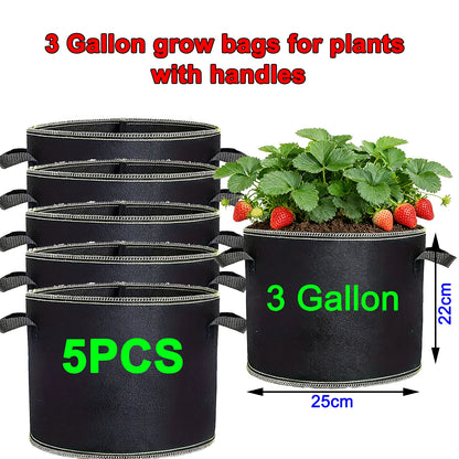 68 Pcs 3 Gallon Strawberry Grow Bags for Plants with Handles Garden Accessories Vegetable Plant Bags for Growing Flower Pot