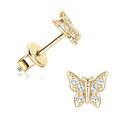 OXTAO 925 Sterling Silver Moissanite Butterfly Earrings Female Jewelry Sparkling Lab Diamond Piercing Earring Gift GRA Certified
