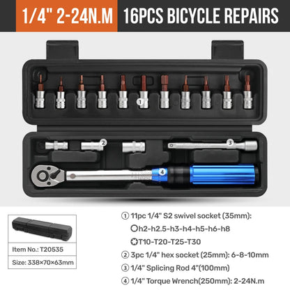 Apollo Torque Wrench Repairing Tool High Precise Torque Preset Wrenches 2-24N.m Torque Adjustable 1/4inch Ratchet Wrench