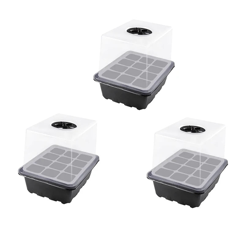 Heightened Three-Piece Set Seedling Box 6/12 Hole with Lid Succulent Vegetable Breeding Pot for Gardening And Plant Care